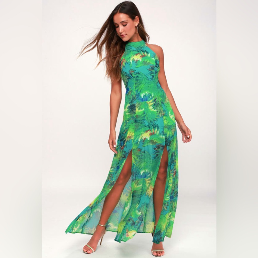 Tropic of Discussion Green tropical print maxi dress - size small - worn once
